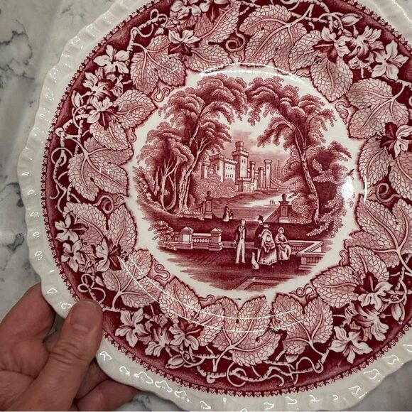 Vintage antique Mason ware red vista pink  transferware rare collectible set 1 - Picture 2 of 12
